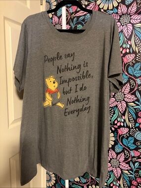 Disney Gray Winnie the Pooh Quote Graphic Tee